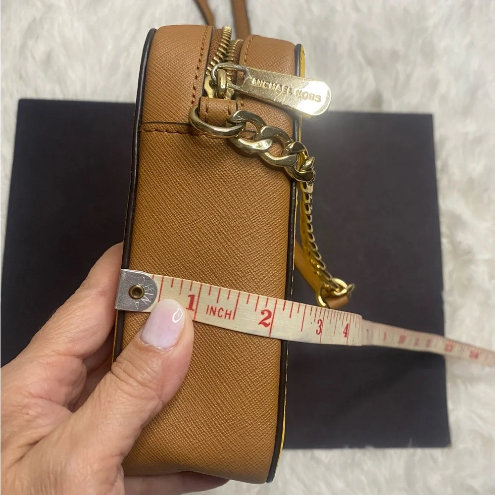 Michael Kors Mustard and Brown colored Crossbody Bag